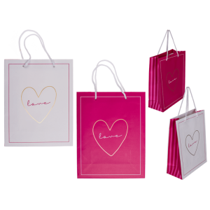 OOTB Weiß/pinke Papier-Geschenktüte Love