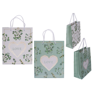 OOTB Weiß/grüne Papier-Geschenktüte Love