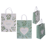 OOTB Weiß/grüne Papier-Geschenktüte Love