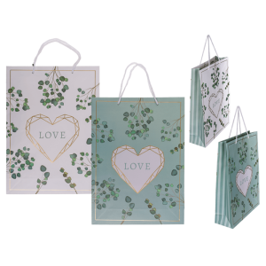 OOTB Weiß/grüne Papier-Geschenktüte Love