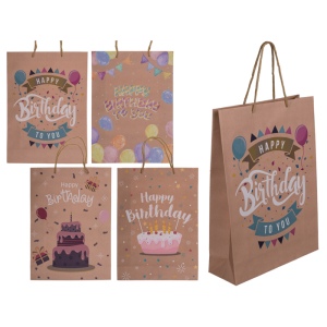 OOTB Braune Papier-Geschenktüte Happy Birthday