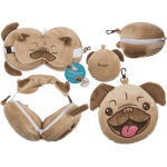 Kinder Plüsch-Reisekissen mit Augenmaske, Mops, ca....