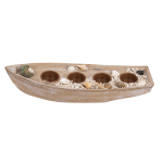 OOTB Holz-Boot für 4 Teelichte Muscheldeko