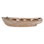 OOTB Holz-Boot für 4 Teelichte Muscheldeko