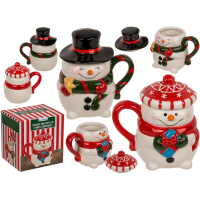 Becher, Funny Snowman, mit Deckel,