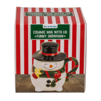 Becher, Funny Snowman, mit Deckel,