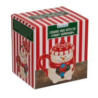 Becher, Funny Snowman, mit Deckel,