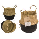 OOTB Bauchkorb aus Seegras mit 2 Henkeln Black