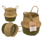 OOTB Bauchkorb aus Seegras mit 2 Henkeln Olive green