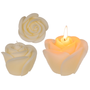 OOTB Cremefarbene Kerze Rose ca. 11 x 9 cm