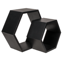OOTB Schwarzes Wandregal 6-eckig 2er Set