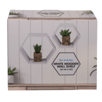 OOTB Weißes Wandregal 6-eckig 2er Set
