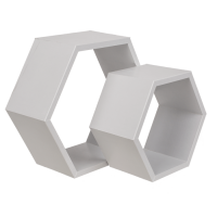 OOTB Weißes Wandregal 6-eckig 2er Set