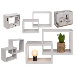 OOTB Weißes Holz-Wandregal 2er Set