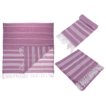 OOTB Weiß/lilanes Fouta-Hamamtuch (für Sauna & Strand)