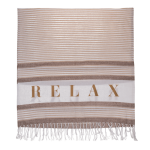 OOTB Weiß/creme/braunfarbenes Fouta-Hamamtuch Relax