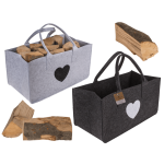 OOTB Graue Filztasche für Kaminholz Herz