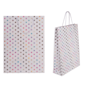OOTB Weiße Papier-Geschenktüte Holographic Stars