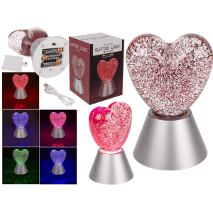 OOTB Glitter-Leuchte „Herz“ mit rotem Glitter