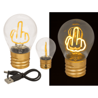 LED-Glühleuchte, Mittelfinger, inkl. Lithium-Akku