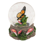 OOTB Glitterkugel Schmetterling auf Sockel