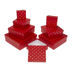 OOTB Rote Geschenkkartonage Shiny Hearts