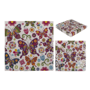 OOTB Papier-Servietten Bunte Schmetterlinge