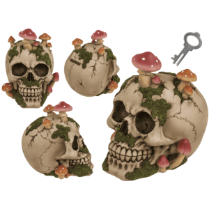 OOTB Spardose mit Schloss Totenkopf mit Pilzbewuchs