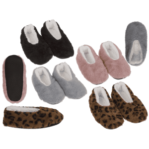 Hausschuhe Gr. 35-38, sortiert (6x schwarz, 6x grau, 3x rosa, 3x leo