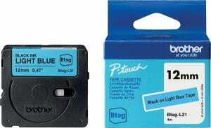 Schriftband Btag, 12 mm breit x 4 m lang, schwarz auf blau