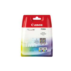 Twinpack Tintenpatrone CLI-36, für Canon Drucker, 2 x ca. 249 Seiten, C/M/Y