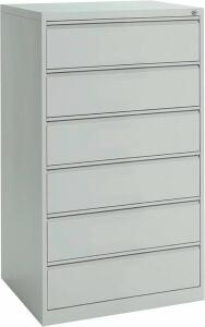 Karteikartenschrank, 6 Schübe, 3-bahnig, (H x B x T) 1320 x 760 x 620 mm, grau
