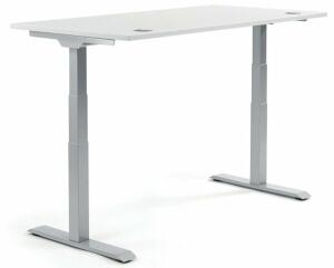 Schreibtisch FLEX MODUL, T-Fuß-Gestell in Alusilber, (H x B x T) 605 x 2000 x 800 mm, weiß