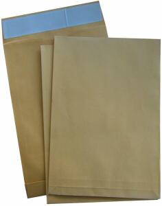Versandtasche C4, haftklebend, Fenster, Falte 20 mm, Klotzboden, 130 g, 229 x 324 x 20 mm, 250 Stück, natron