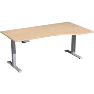 Elektro-Hubtisch Elevate Basic, rechts höhenverstellbar, (H x B x T) 730-1230 x 1000 x 1800 mm, buche/silber