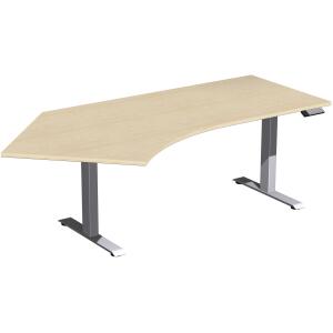 Elektro-Hubtisch Elevate Plus, 135° links, höhenverstellbar, (H x B x T) 630-1280 x 1130 x 2166 mm, ahorn/silber