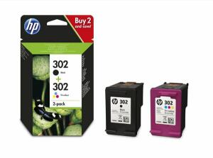 Multipack Tintenpatrone 302, für HP Drucker, 1 x ca. 170, 1 x 150 Seiten, BK/C/M/Y