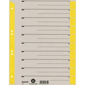 Trennblätter, DIN A4 Überbreite, gelb, Liniendruck, Lochung hinterklebt, Kraftkarton 230g/qm, 100 Stück, 240 x 300 mm