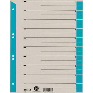 Trennblätter, DIN A4 Überbreite, blau, Liniendruck, Lochung hinterklebt, Kraftkarton 230g/qm, 100 Stück, 240 x 300 mm