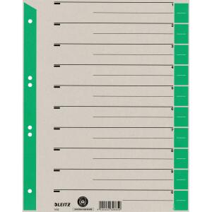Trennblätter, DIN A4 Überbreite, grün, Liniendruck, Lochung hinterklebt, Kraftkarton 230g/qm, 100 Stück, 240 x 300 mm