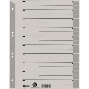 Trennblätter, DIN A4 Überbreite, grau, Liniendruck, Lochung hinterklebt, Kraftkarton 230g/qm, 100 Stück, 240 x 300 mm