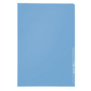 Sichthülle, DIN A4, blau, PP-Folie, 13 my, Oberfläche genarbt, oben/rechts offen, dokumentenecht