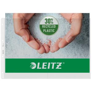 Prospekthülle, DIN A3 quer gefaltet auf DIN A4, farblos, PP-Folie, 130 my, Oberfläche genarbt, oben offen, Daumenausschnitt, 4-fach Lochung, dokumentenecht, 50 Hüllen