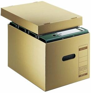 Archivschachtel Premium naturbraun, DIN A4, für 4 breite oder 7 schmale Ordner, extra starke Wellpappe, 340 x 275 x 455 mm, 10 Stück