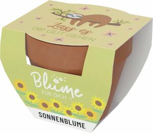 Blumentopf mit Blume Motiv Faultier