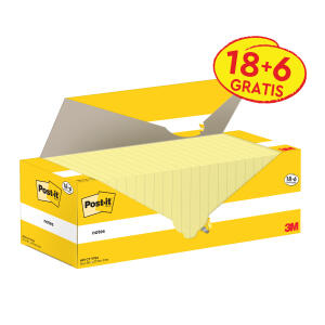 Haftnotiz Super Sticky Notes, 76 x 76 mm, gelb, 100 Blatt/Block, 24 Blöcke