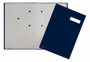 Unterschriftsmappe, 20-teilig, blau, DIN A4, Eco-Einband, grauer Löschkarton, 3 Sichtlöcher
