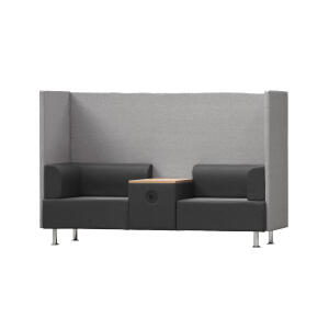 Loungemöbel Be-Soft, Doppelsitz, Tisch, Sichtschutz, schwarz