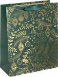 Geschenktasche Large, Golden ornaments on green, matte...