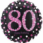 amscan Folienballon Sparkling 80 pink/schwarz Ø43cm
